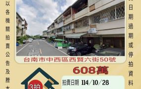 台南中西區西賢六街透天-10/28開標