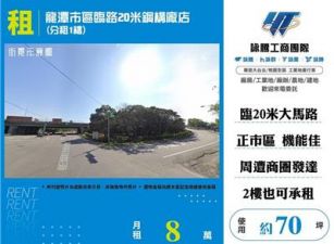 龍潭市區臨路20米鋼構廠店(分租1樓)