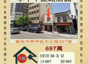 學甲中正路店面-11/12開標