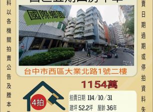 台中五期四房平車-10/31開標
