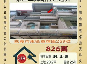 嘉義東區軍輝路透天-11/19開標