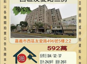 嘉義西區友愛路三房-12/17 開標