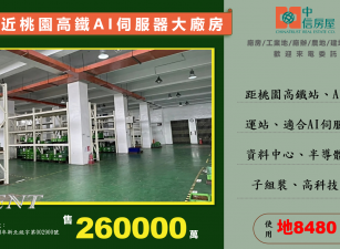 ☎️近桃園高鐵AI伺服器廠房，土地達8485坪