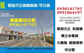 觀音方正貨梯廠房/可分租