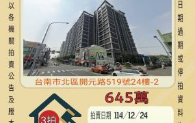 台南北區成大城兩房-12/24 開標