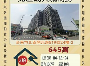 台南北區成大城兩房-12/24 開標