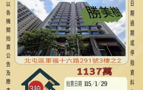 北屯軍功國小三房車位-115/1/29 開標