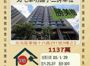 北屯軍功國小三房車位-115/1/29 開標