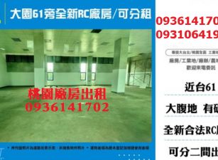 大園廠房出租-61旁全新RC廠房/可分租
