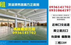 龜山頂湖廠房出租-漂亮挑高方正廠房