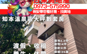 台東房地產 / 知本溫泉區大坪數套房