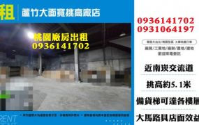 蘆竹廠店出租-大面寬挑高廠店