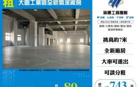 大園工業區全新氣派廠房(可分租)