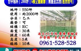 台中精科｜2000坪｜6樓立體廠辦｜無塵室出售(租售皆可)