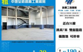 中壢全新挑高工業廠房120