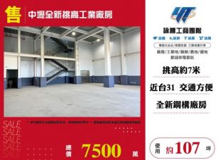 中壢全新挑高工業廠房120
