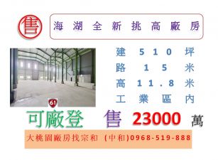 海湖全新挑高廠房