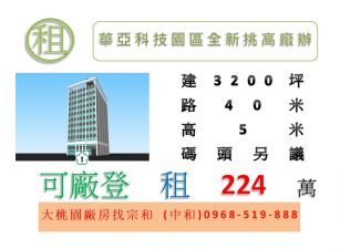華亞科技園區全新挑高廠辦
