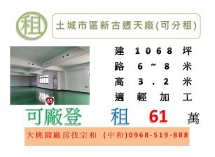 土城市區新古透天廠(可分租)