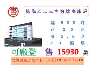 楊梅乙工三角窗挑高廠房