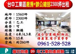 台中工業區｜廠房+辦公總部｜2300坪出租