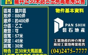 龍井正30米路合法挑高廠房出售