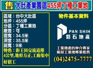 大肚產業園區455坪丁種工業地