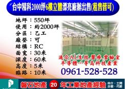 【台中精密機械園區｜2000坪無塵室廠辦】出售｜租售皆可
