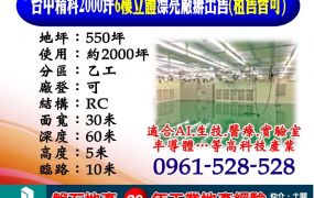 【台中精密機械園區｜2000坪無塵室廠辦】出售｜租售皆可