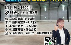 【租】崙坪挑高雙面倉庫廠房(可分租) FT10715