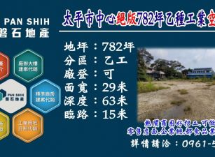 🔥太平市中心｜絕版｜782坪｜乙種工業空地🔥火熱釋出🔥