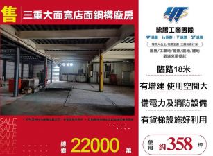三重大面寬店面鋼構廠房/桃竹苗廠房工業地買賣租賃