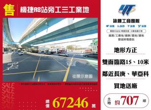 機捷A8站旁工三工業地/雙北桃園新竹苗栗工業地廠房買賣出租