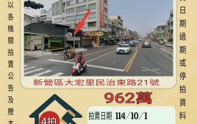 新營新東國中店面-10／1開標
